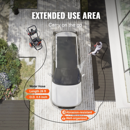 VEVOR 3600 PSI 2.6 GPM Gas Pressure Washer, Gas Powered Pressure Washer with Copper Pump, Spray Gun and Extension Wand, 5 Quick Connect Nozzles