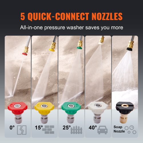 VEVOR 3400 PSI 2.6 GPM Gas Pressure Washer, Gas Powered Pressure Washer with Aluminum Pump, Spray Gun and Extension Wand, 5 Quick Connect Nozzles