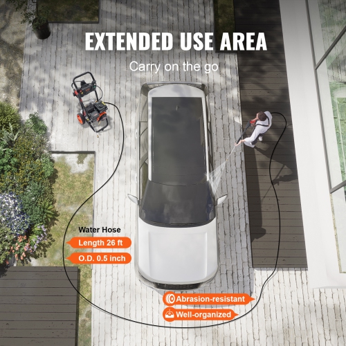 VEVOR 3400 PSI 2.6 GPM Gas Pressure Washer, Gas Powered Pressure Washer with Aluminum Pump, Spray Gun and Extension Wand, 5 Quick Connect Nozzles