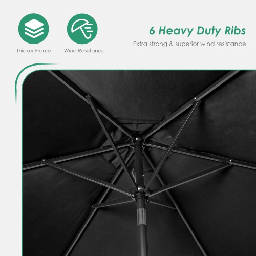 7.5FT Patio Umbrella with Tilt and Crank, 6 Ribs Market Parasol Sun Shelter Table Umbrellas for Garden and Terrace