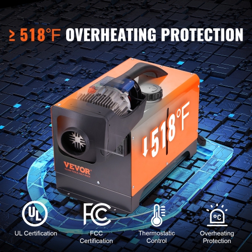 VEVOR 5 KW Diesel Air Heater with Bluetooth, Integrated Altitude Adaptation, Remote & LCD, Compact Heating Solution for RVs, Trailers, Campers, and