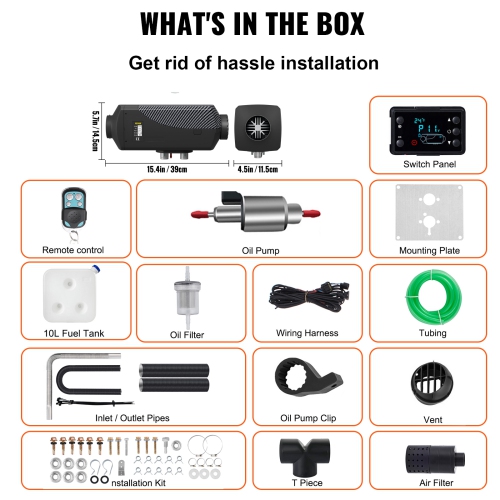 VEVOR 8KW Diesel Air Heater Muffler Diesel Heater 12V Remote Control Diesel Parking Heater with LCD Switch for Car Trucks Motor-home Boat and Bus