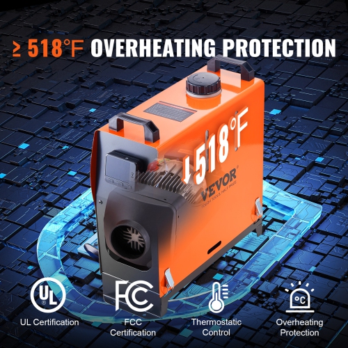 VEVOR Diesel-Powered Heater, 12V 5KW Unified Diesel Heating System with Remote Operation and LCD, 5L Fuel Reservoir Mobile Diesel Warming Device