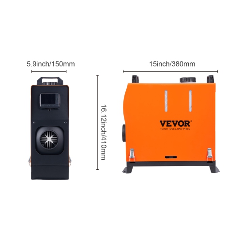 VEVOR Diesel-Powered Heater, 12V 5KW Unified Diesel Heating System with Remote Operation and LCD, 5L Fuel Reservoir Mobile Diesel Warming Device