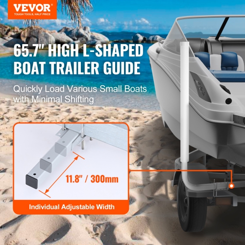 VEVOR Marine Trailer Guide Set, 60'' Flexibly Adjustable, Dual Rust-Resistant Steel Supports with PVC Covering, Ideal for Ski, Fishing, and Sailboat