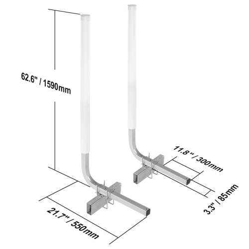 VEVOR Marine Trailer Guide Set, 60'' Flexibly Adjustable, Dual Rust-Resistant Steel Supports with PVC Covering, Ideal for Ski, Fishing, and Sailboat