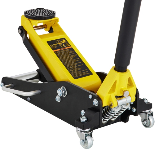 VEVOR Low Profile Floor Jack 1.5 ton, Dual Piston Quick Lift Pump, 3-3/20" - 14-10/27" Height Lifting Range, Yellow+Black, Aluminum and Steel