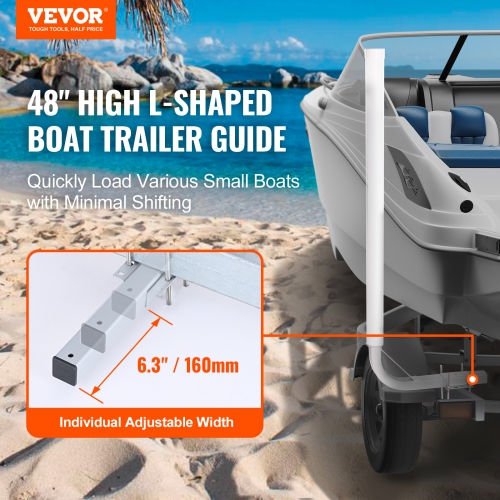 VEVOR Marine Trailer Guide Set, 48'' Flexibly Adjustable Poles, Pair of Steel Supports with PVC Coating, Ideal for Ski, Fishing, and Sailboat