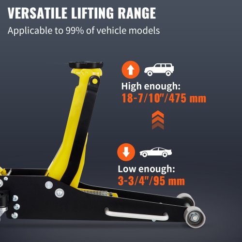 VEVOR Low Profile Floor Jack, 2.5 Ton Slim Profile Jack, Hybrid Aluminum & Steel Racing Jack with Efficient Dual Pistons Pump, Lifting Range