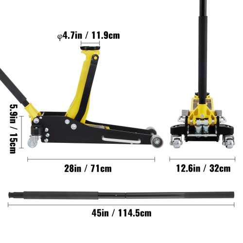 VEVOR Low Profile Floor Jack, 2.5 Ton Slim Profile Jack, Hybrid Aluminum & Steel Racing Jack with Efficient Dual Pistons Pump, Lifting Range