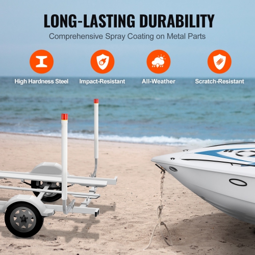 VEVOR Marine Trailer Guide Set, 46” LED Illuminated Guide Poles, Pair of Steel, Corrosion-Resistant, with PVC Covering, Suitable for Ski, Fishing,