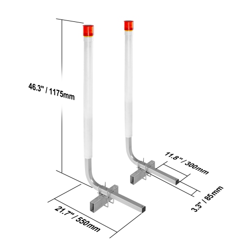 VEVOR Marine Trailer Guide Set, 46” LED Illuminated Guide Poles, Pair of Steel, Corrosion-Resistant, with PVC Covering, Suitable for Ski, Fishing,