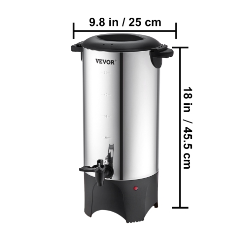VEVOR Commercial Coffee Urn, 50 Cups Stainless Steel Large Coffee Dispenser, 1000W 110V Electric Coffee Maker Urn For Quick Brewing, Hot Water Urn