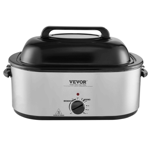 VEVOR Electric Roaster Oven, 26 QT Turkey Roaster Oven with Self-Basting Lid, 1450W Roaster Oven with Defrost & Warm Function, Adjustable