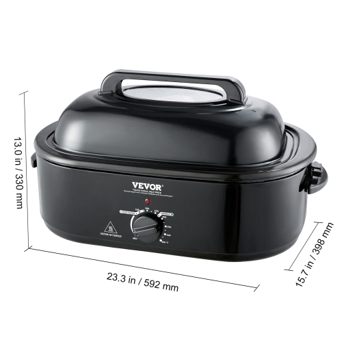 VEVOR Electric Roaster Oven, 24 QT Turkey Roaster Oven with Self-Basting Lid, 1450W Roaster Oven with Defrost & Warm Function, Adjustable Temp,