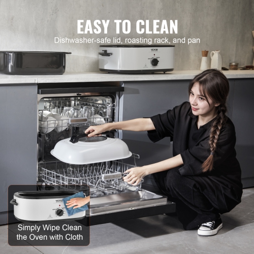 VEVOR Electric Roaster Oven, 22 QT Turkey Roaster Oven with Self-Basting Lid, 1450W Roaster Oven with Defrost & Warm Function, Adjustable Temp,