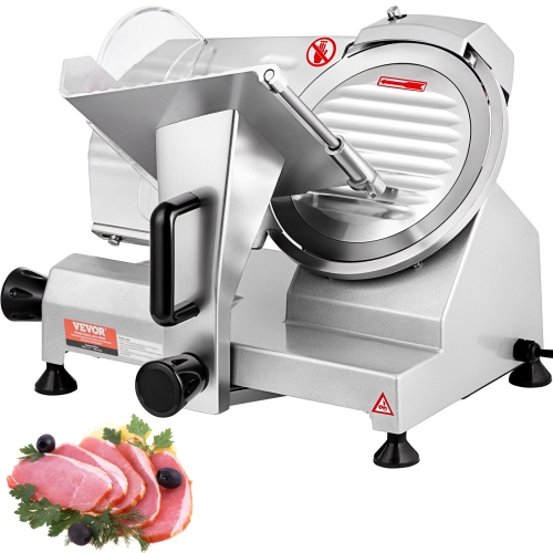 VEVOR Commercial Meat Slicer, 200W Electric Deli Food Slicer, 350-400RPM Meat Slicer with 8" Carbon Steel Blade, 0 - 0.47 inch Adjustable Thickness