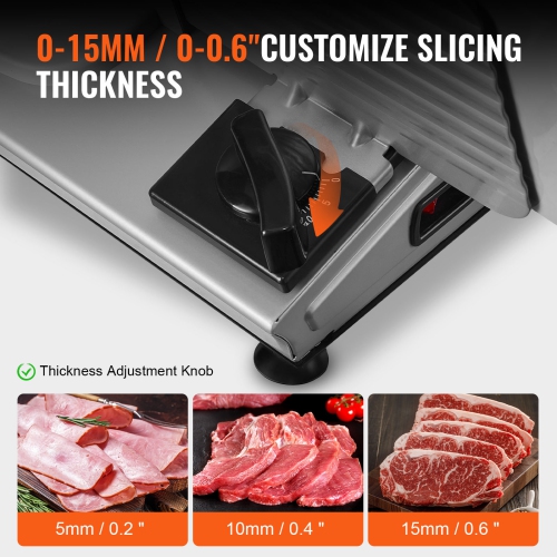 VEVOR Meat Slicer, 7.5 inch Electric Deli Food Slicer, 180W Meat Cutter with a Premium SUS420 Blade, 0-0.6 inch Adjustable Thickness, Food Slicer