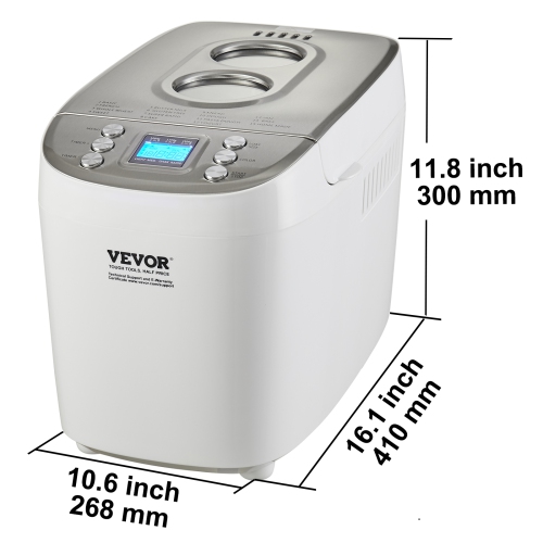 VEVOR Bread Maker, 15-in-1 3LB Dough Machine, Nonstick Ceramic Pan Automatic Breadmaker with Gluten Free Setting, Whole Wheat Bread Making, Digital,