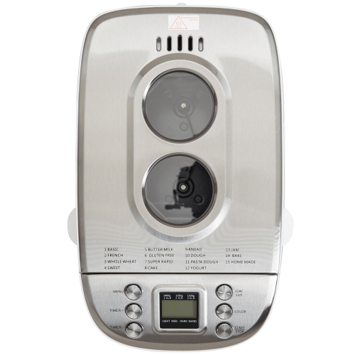 VEVOR Bread Maker, 15-in-1 3LB Dough Machine, Nonstick Ceramic Pan Automatic Breadmaker with Gluten Free Setting, Whole Wheat Bread Making, Digital,