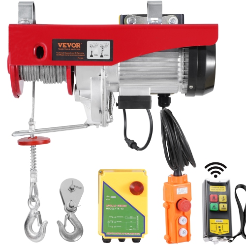 VEVOR 2200 lbs Electric Hoist,120V Electric Winch with 328 ft Wireless & 14 ft Wired Remote Control, 40 ft Single Cable Lifting Height, Single/Double