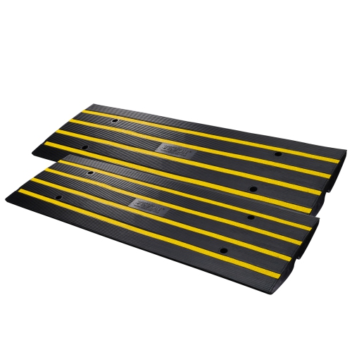 VEVOR 2.6" Rise Height Curb Ramp, 2 Pack Rubber Driveway Ramps, Heavy Duty 33069 lbs Weight Capacity Threshold Ramp, Curbside Bridge Ramps for