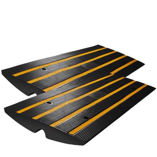 VEVOR 2.6" Rise Height Curb Ramp, 2 Pack Rubber Driveway Ramps, Heavy Duty 33069 lbs Weight Capacity Threshold Ramp, Curbside Bridge Ramps for