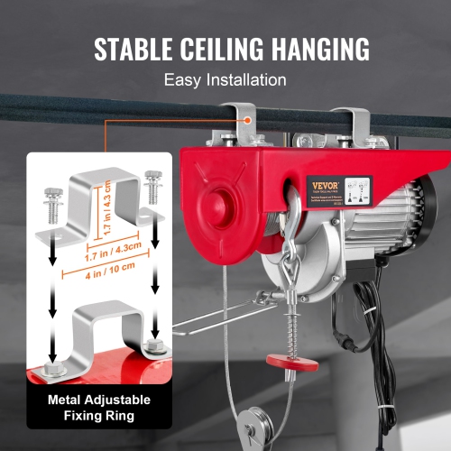 VEVOR 1320 lbs Electric Hoist,Lifting Capacity, 1150W 110V Electric Steel Wire Winch with Wireless Remote Control, 40ft Single Cable Lifting Height &