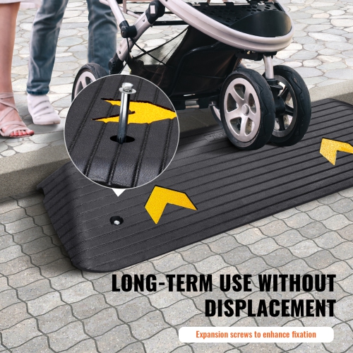 VEVOR 2" Rise Height Rubber Threshold Ramp,Recycled Rubber Power Threshold Ramp Rated 33069 lbs Load Capacity, Non-Slip Surface Rubber Solid Ramp for