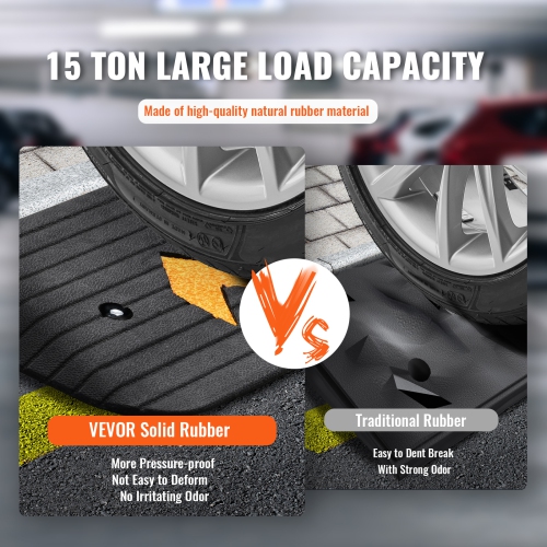 VEVOR 1" Rise Height Rubber Threshold Ramp,Wheelchair Ramp Doorway, Natural Curb Ramp Rated 33069 lbs Load Capacity, Non-Slip Textured Surface for