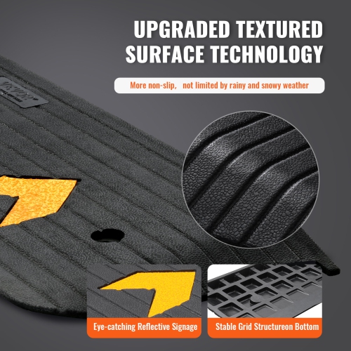 VEVOR 1" Rise Height Rubber Threshold Ramp,Wheelchair Ramp Doorway, Natural Curb Ramp Rated 33069 lbs Load Capacity, Non-Slip Textured Surface for