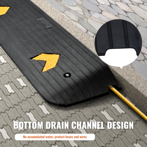 VEVOR 1" Rise Height Rubber Threshold Ramp,Wheelchair Ramp Doorway, Natural Curb Ramp Rated 33069 lbs Load Capacity, Non-Slip Textured Surface for