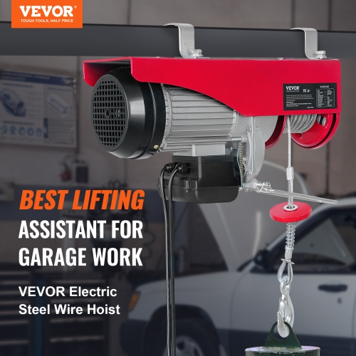 VEVOR 440lbs Electric Hoist,Garage Hoist with 14ft Wired Control, 110 volt Electric Hoist Winch 40ft Single Cable Lifting Height, Pure Copper Motor