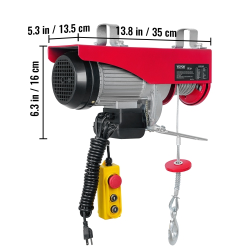 VEVOR 440lbs Electric Hoist,Garage Hoist with 14ft Wired Control, 110 volt Electric Hoist Winch 40ft Single Cable Lifting Height, Pure Copper Motor