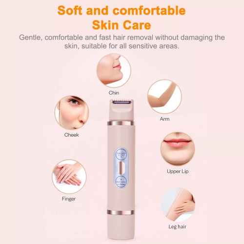 2-in-1 Double Trimmer for Women, Mini Hair Remover for Wet and Dry Hair, Rechargeable Waterproof Cordless Bikini Trimmer