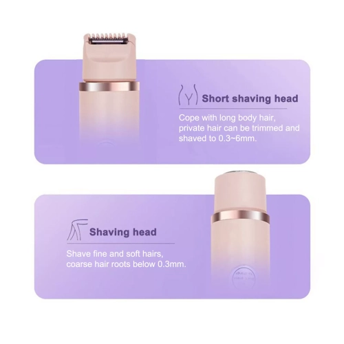 2-in-1 Double Trimmer for Women, Mini Hair Remover for Wet and Dry Hair, Rechargeable Waterproof Cordless Bikini Trimmer