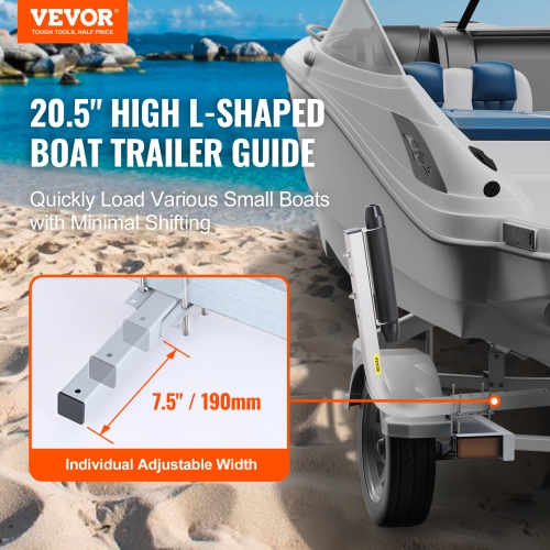 VEVOR Marine Trailer Guide Set, 20.5” Flexibly Adjustable Poles, Pair of Steel Anti-Rust Guides, Durable Roller Support for Ski, Fishing, or Sailboat