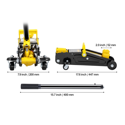 VEVOR Low Profile Floor Jack 2 Ton, Heavy Duty Iron Hydraulic Racing Floor Jack, Single Piston Quick Lift Pump, 4.9"-13.2" Height Lifting Range