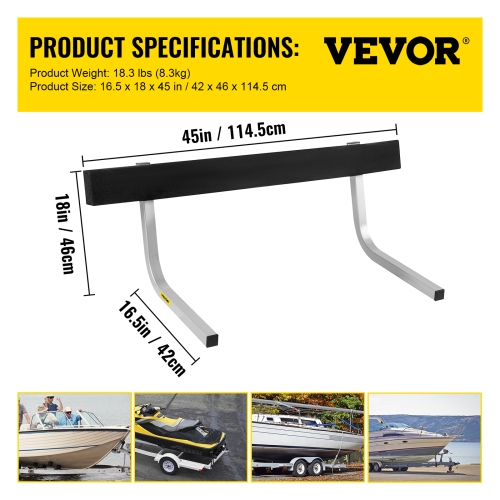 VEVOR 60" One Pair Galvanized Steel Trailer Guide ons π-shaped w/Carpet-padded Boards, for Ski Boat, Fishing Boat or Sailboat Trailer Complete