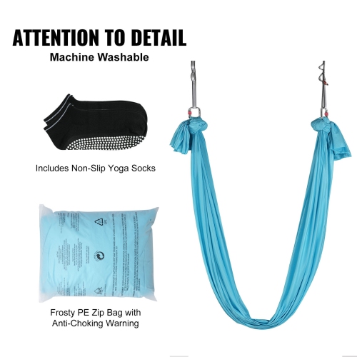 VEVOR 5.5 Yards Yoga Swing Aerial Hammock Nylon Hanging Sling Inversion Blue