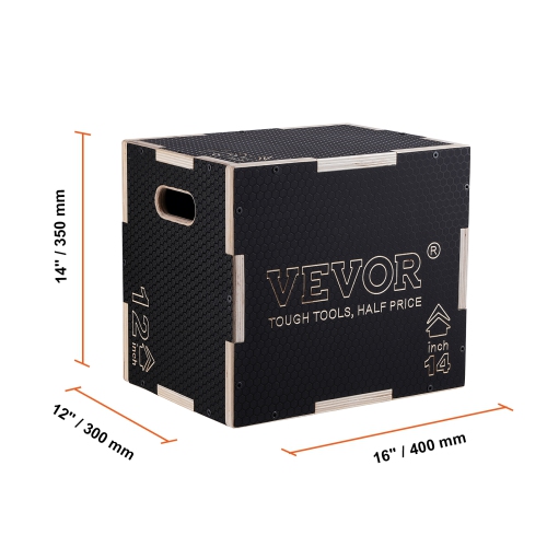 Boîte plyométrique de mise en forme 3-en-1 16/14/12 de VEVOR