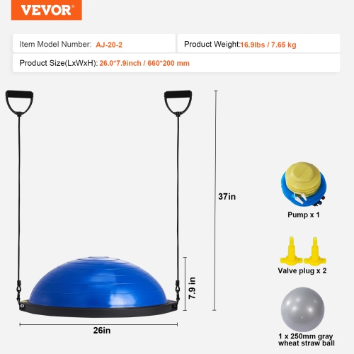 Bande de résistance à ballon de 26&nbsp;po pour yoga Blue Trainer Half Fitness de VEVOR