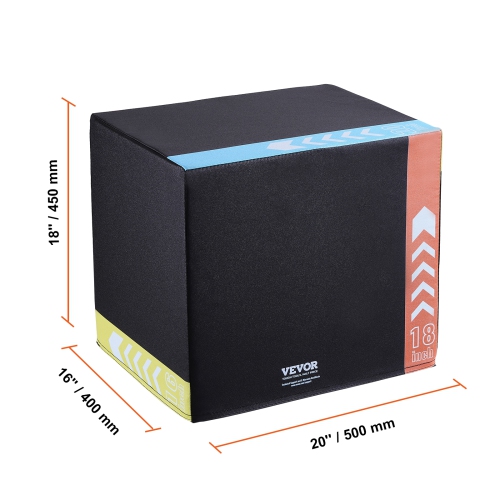 VEVOR 20/18/16 Inch 3 in 1 Plyometric Jump Box Fitness Exercise Plyo Box Cotton