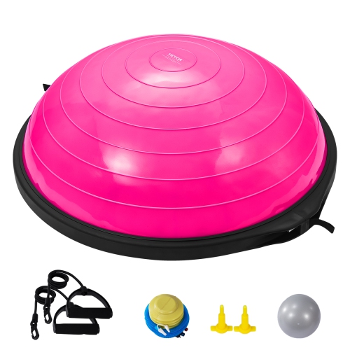 VEVOR 26 Inch Ball Pink Trainer Half Fitness Yoga Balance Stability Ball Resistance Band