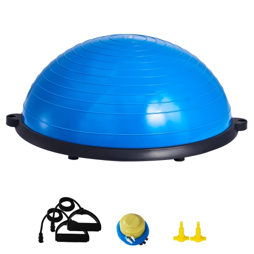 VEVOR 23 Inch Half Fitness Blue Yoga Balance Stability Ball Trainer Resistance Band