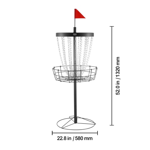 VEVOR 24-Chains Disc Golf Basket Portable Disc Golf Catcher Black Hole Practice
