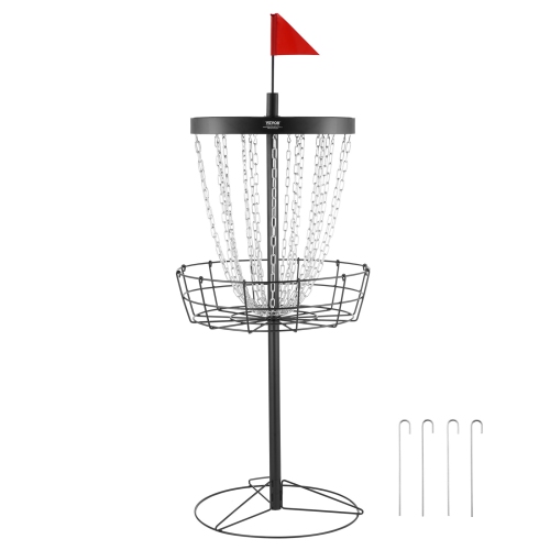 VEVOR 24-Chains Disc Golf Basket Portable Disc Golf Catcher Black Hole Practice