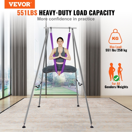 VEVOR Yoga 551.15 lbs Swing Stand Hammock Aerial Silk Kit Load Yoga Frame Purple