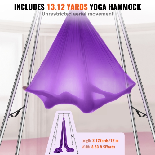VEVOR Yoga 551.15 lbs Swing Stand Hammock Aerial Silk Kit Load Yoga Frame Purple