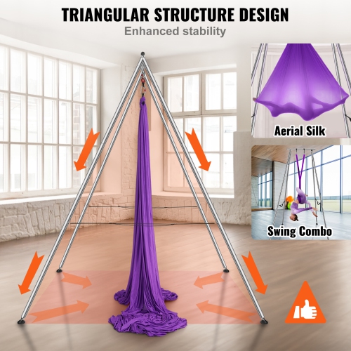 VEVOR Yoga 551.15 lbs Swing Stand Hammock Aerial Silk Kit Load Yoga Frame Purple